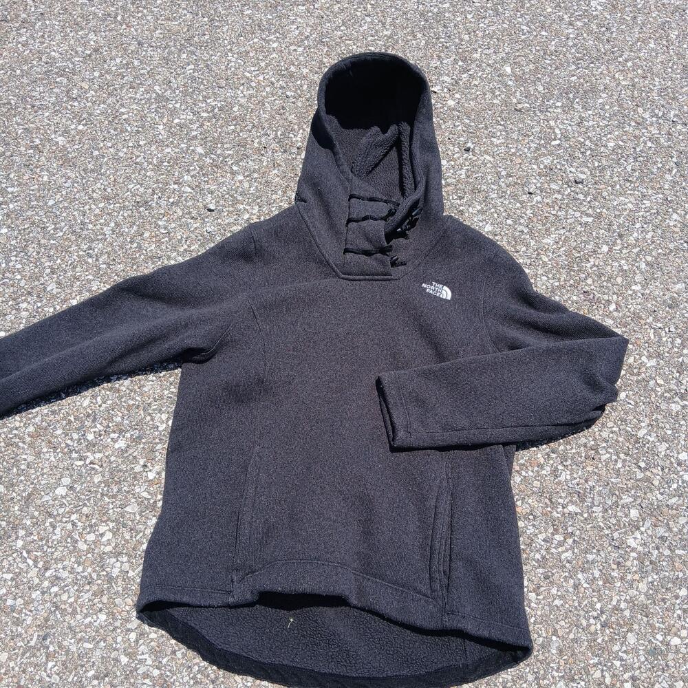 The North Face Hoodie Womens Large Gray Pullover Fleece High Neck Pockets
